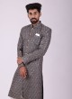 Wedding Wear Indowstern In Grey Color